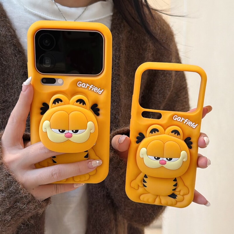 Cartoon Cute Garfield Cat Retractable Stand Suitable for Xiaomi 17Pro Max, Redmi Anti-Drop Oppo Protective Case Cartoon Cute Garfield Cat Retractable Stand Suitable for Xiaomi 17Pro Max, Redmi Anti-Drop Oppo Protective Case