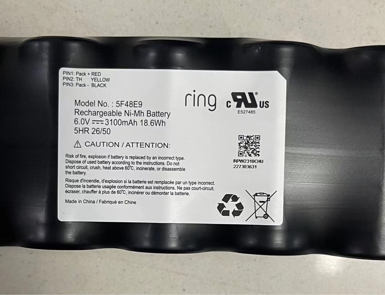 镍氢动力26500电池组6伏3100毫安 5串1并 适用于扫地机器人