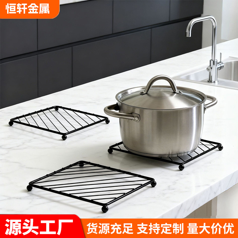 스테인레스 스틸 두꺼운 라인 메쉬 사각형 핫 포트 패드 주방 탁상 단열 패드 식탁 미끄럼 방지 및 화상 방지 냄비 단열 패드