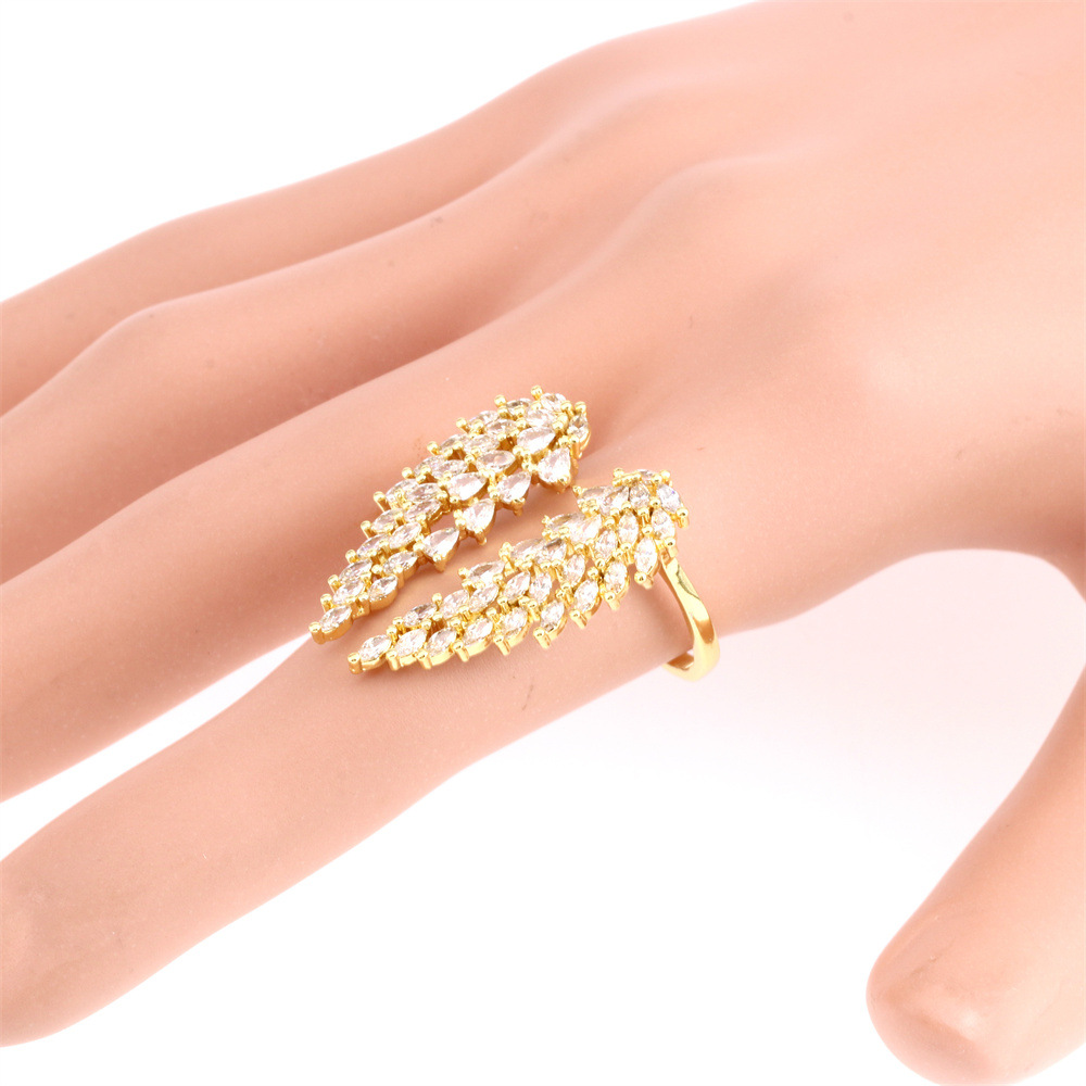 Fashion Water Droplets Eye Wings Copper Inlay Zircon Rings 1 Piece