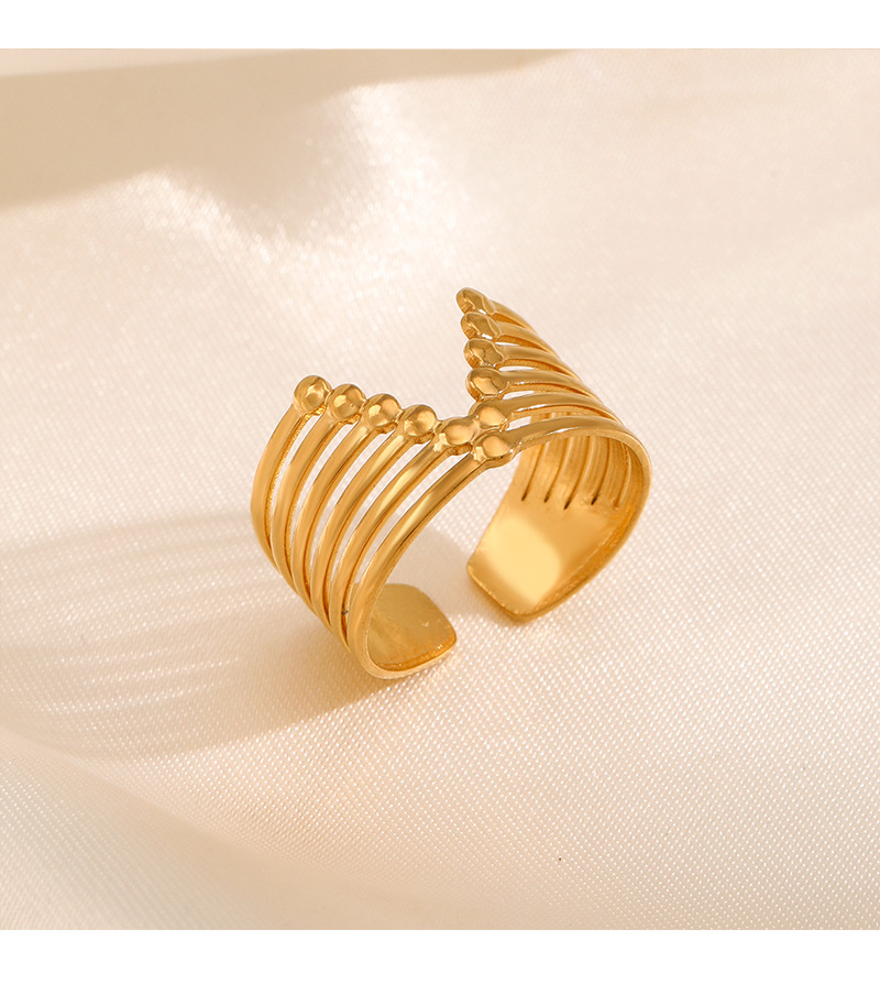 5g Weight PVD Coated Gold Plating Process 18K Gold Plated Plating Material Open Ring Classification Adjustable Ring Size PVD Coated 18K Gold Plated V Shape 304 Stainless Steel IG Style Waterproof Non Tarnish Open Ring