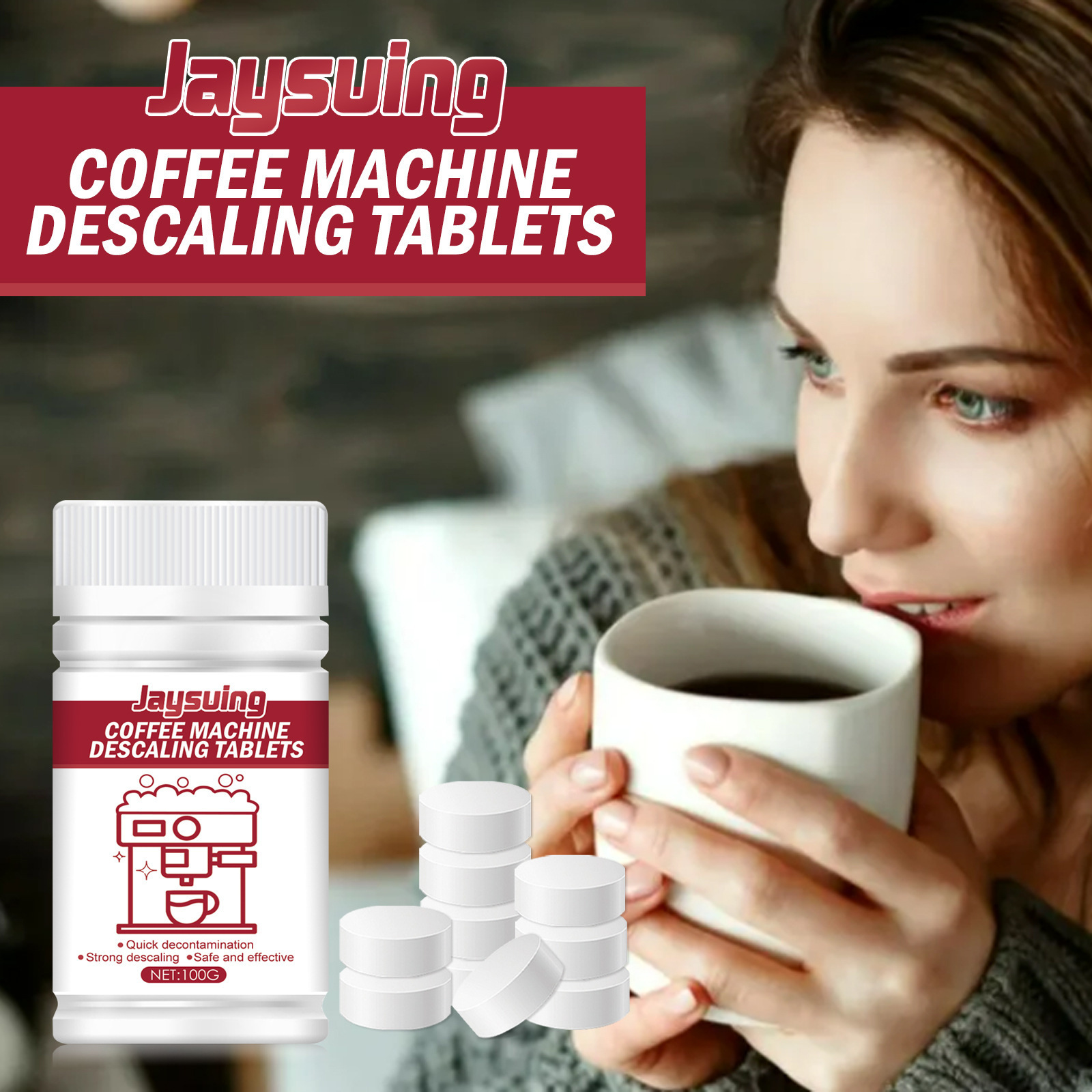 Tabletas de limpieza de la máquina de café Jaysuing Tabletas de limpieza de la máquina de café Manchas de mantenimiento de suciedad Filtro de limpieza Tabletas efervescentes