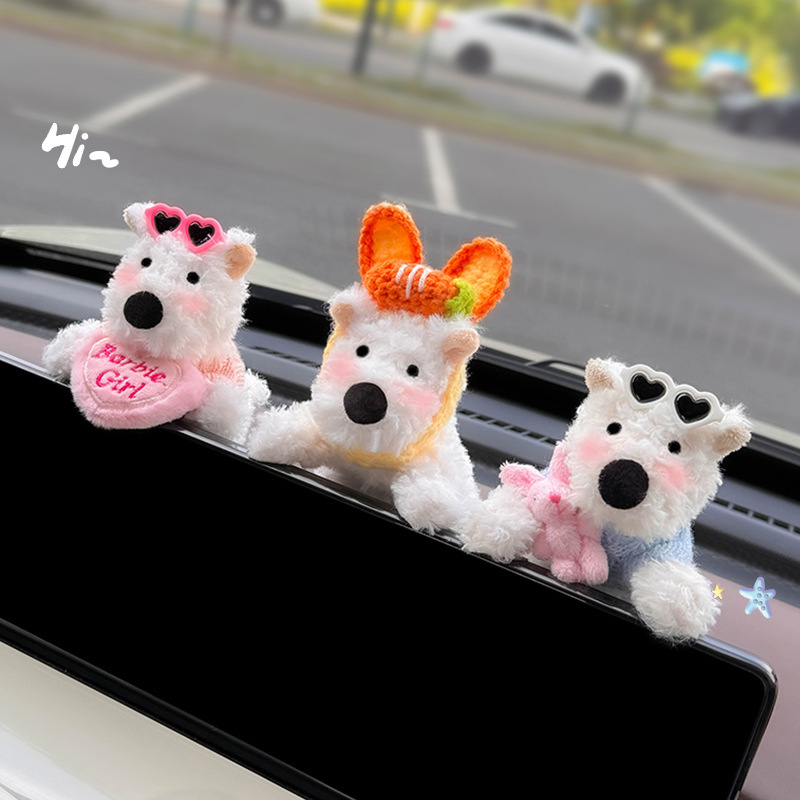 Decoración de coche de West Highland, accesorios de coche, pantalla de control central, muñeca de fiesta, pantalla de visualización de cachorro, linda decoración de pantalla