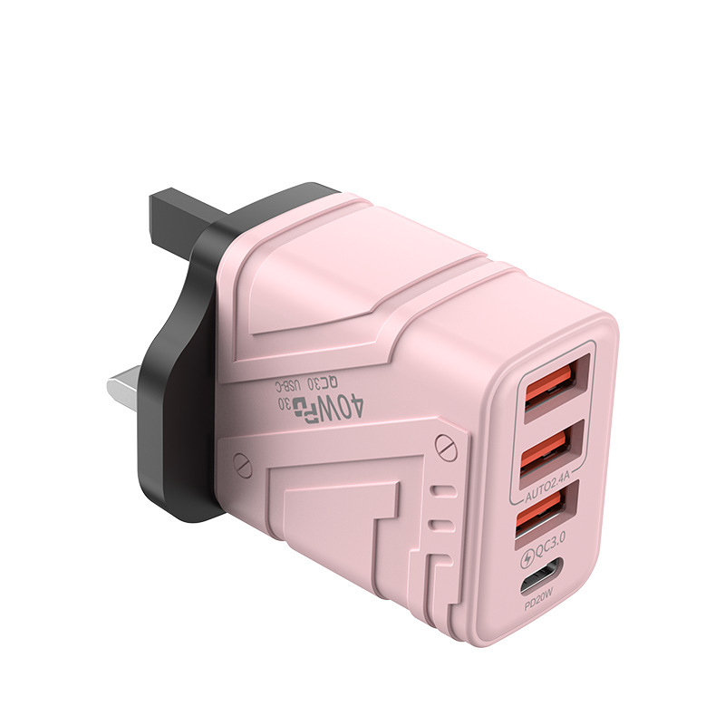 3USB+PD携帯電話充電器、マルチUポート、ヨーロッパおよびアメリカ標準、英国標準、4ポート急速充電ヘッド、新しいプラグを越境供給|undefined