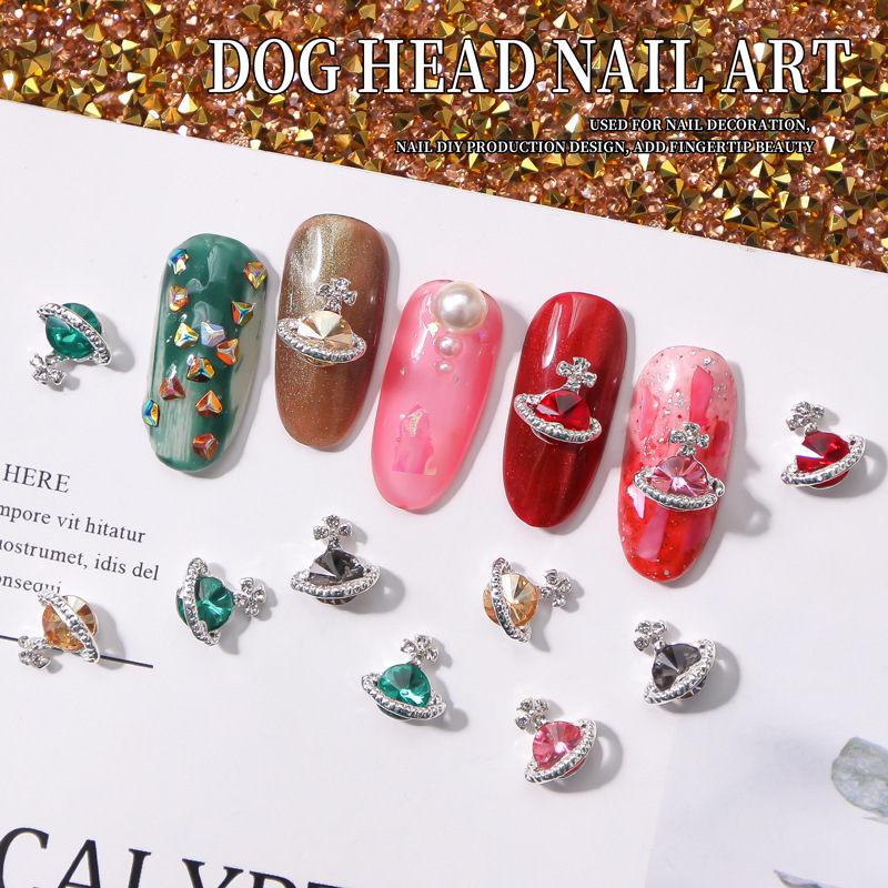 Cross-Border Wholesale Nail Art Jewelry Alloy West Queen Mother Planet Satellite Jewelry Shiny Diamond Accessories Nail Alloy Diamond