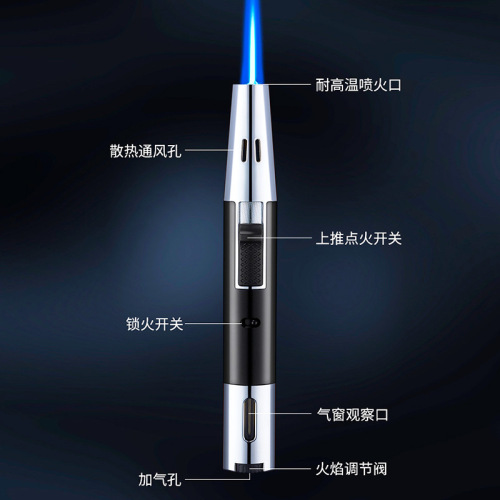 Simple and Elegant Home Use Pen Style Flame Gun Transparent Gas Tank Adjust Gas Straight Spray Windproof Lighter Creative Cross-border Premium 856