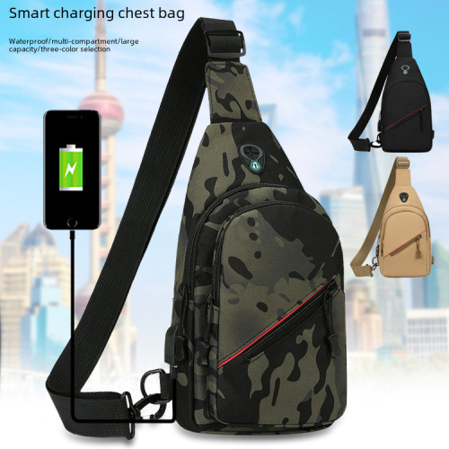 USB Charging Camouflage Trendy Casual Men's Crossbody Bag 2024 New Model Outdoor Chest Bag Waist Bag Wholesale