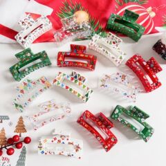 国境を越えた新しいクリスマスクリップ祭りサンタクロース雪だるま高級感盤髪サメクリップ4点セット髪飾り