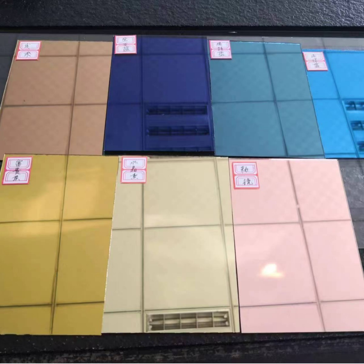 Colorful lens cutting mosaic glass ultra-thin colored mirror raw sheet decoration processing custom decorative glass lens