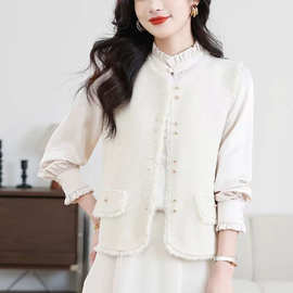 跨境气质小香风圆领针织马甲女2025秋季新款时髦洋气外穿坎肩毛衣