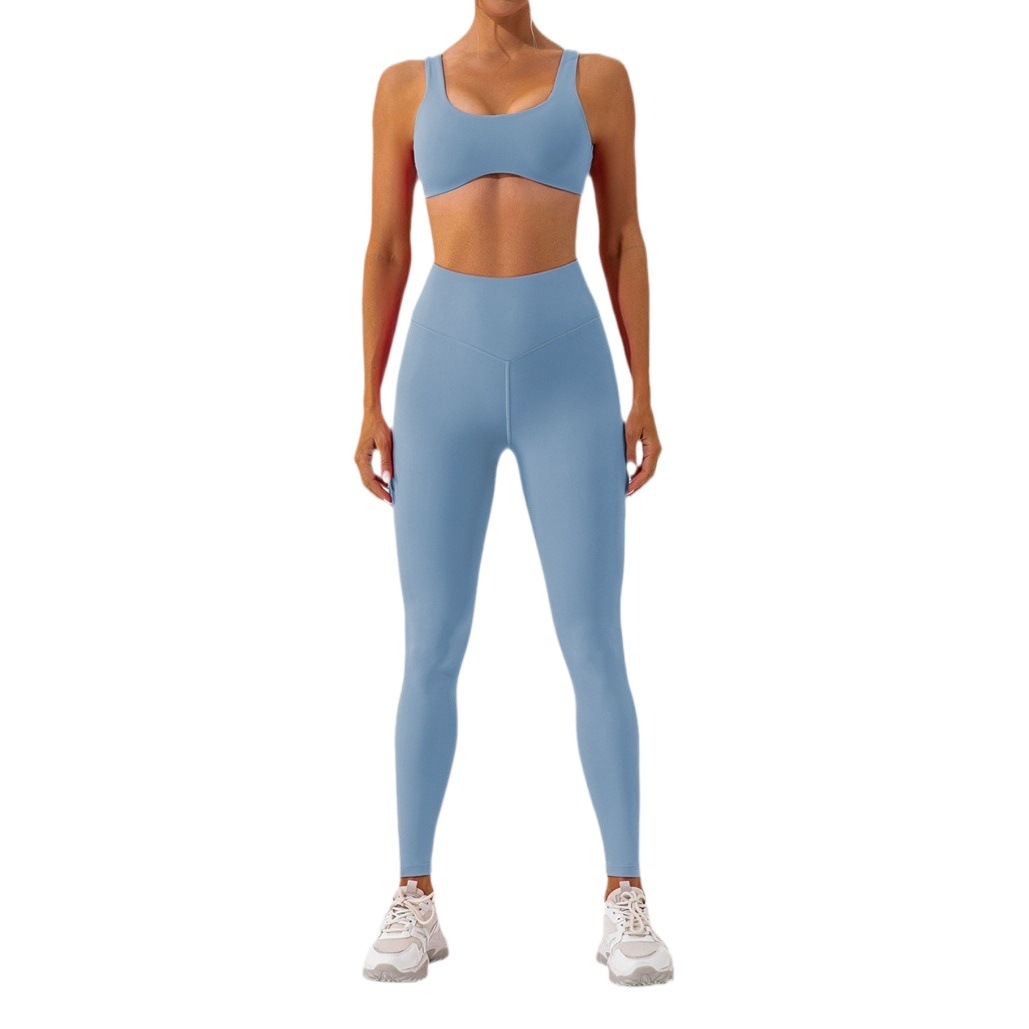 Conjunto de ropa de yoga estilo europeo y americano Lulu para mujer, con efecto levanta glúteos, de secado rápido, para correr, deporte y fitness, estilo top sin mangas.
