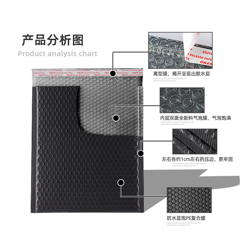 Negro co-extruido película burbuja Express bolsa de embalaje a prueba de golpes burbuja ziplock BOLSA DE ROPA SOBRE bolsa de embalaje