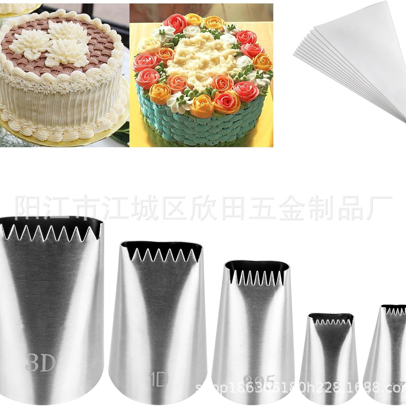 5 piezas transfronterizas agujeros redondos enmarcados boca de flores macarrón pastel de frijoles solventes galletas boca de crema de acero inoxidable 304 image 17