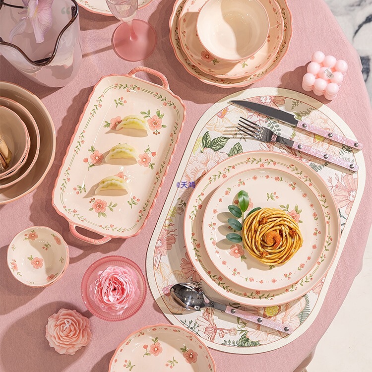 Dish Set Household Accessible Luxury Appearance Ceramic Dishes, Chopsticks and Bowls 2025 New Wedding Gift Tableware