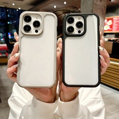 適用iPhone15promax蘋果14手機殼簡約13透明亞克力12凹槽11防摔女