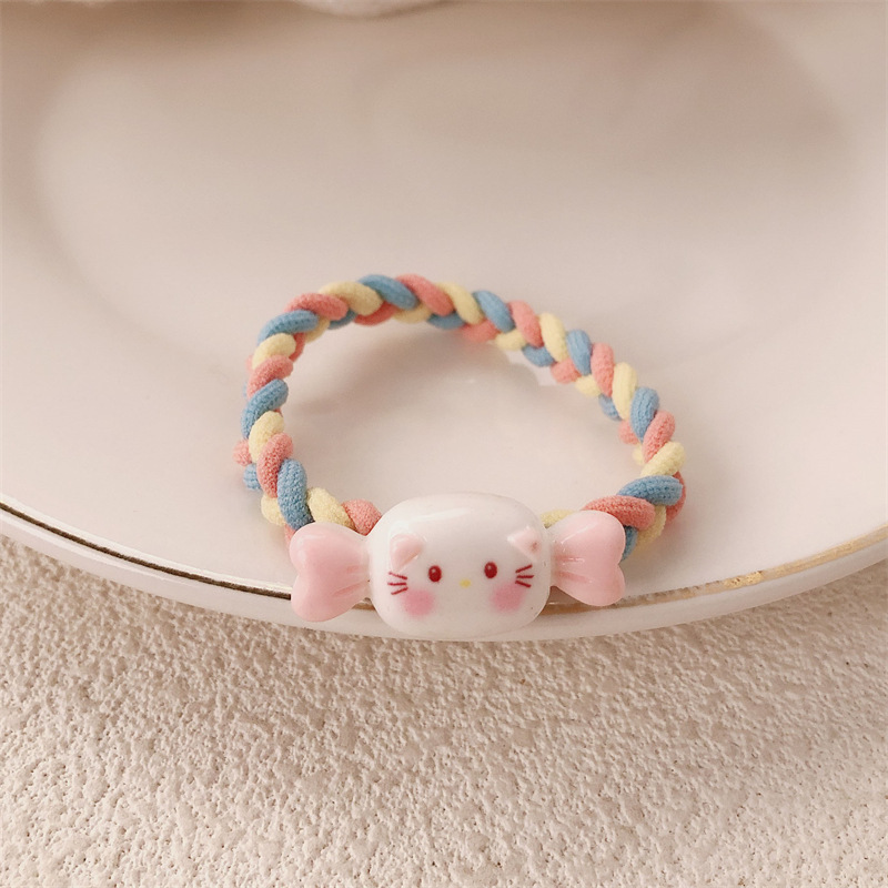 Caramelo lindo animal trenzado anillo de cabello cuerda de cabeza dulce niña alta elástica ins Fengsen cuerda de cabello correa de correa adornamiento para el cabello