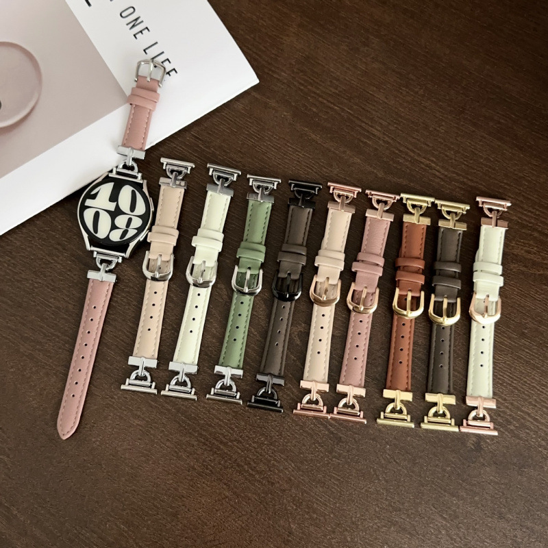 D-Shaped Buckle Leather Strap Suitable for Huawei Gt5/Gt4 Watch Strap Watch3/4/4Pro Women's Thin Fit3