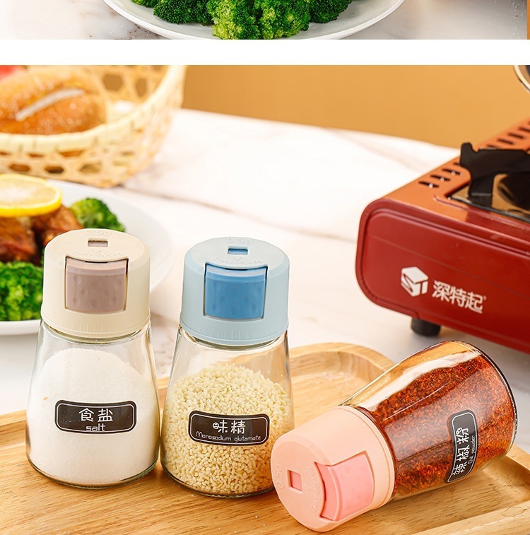 Glass Seasoning Shaker Jar Set 4 Pack Hexagonal Salt Pepper Spice Dispenser Modern Kitchen Storage preparation