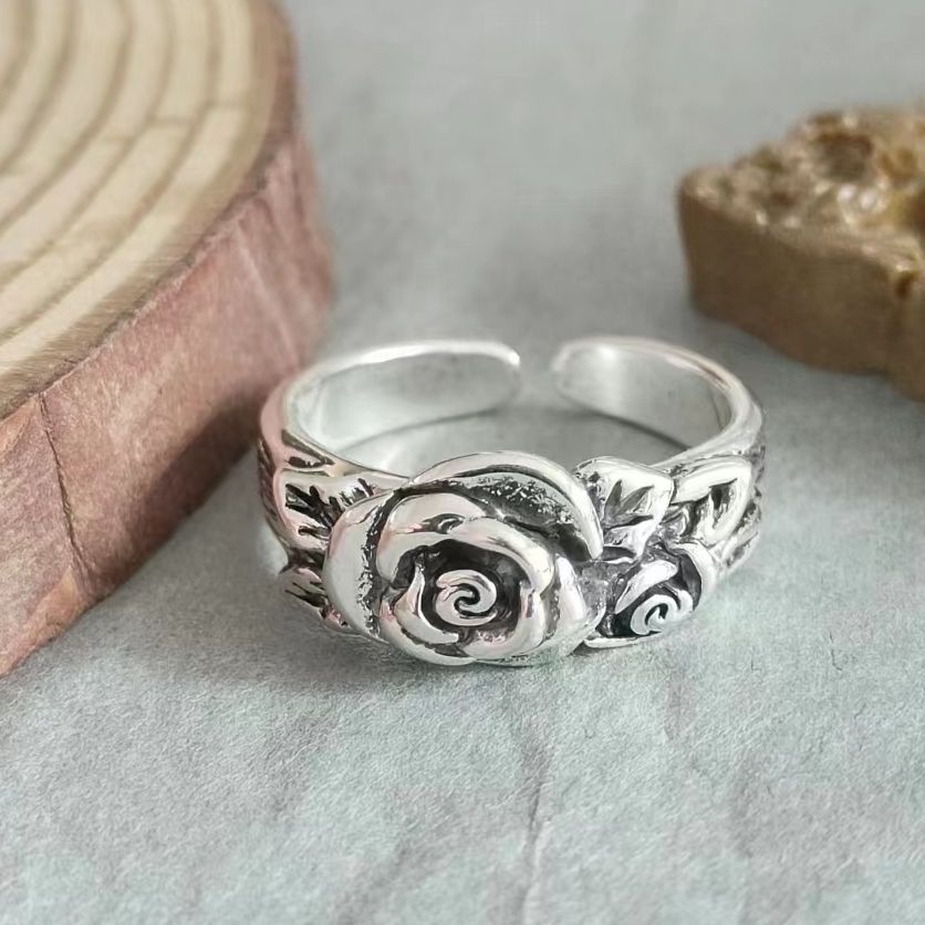 (Cross-border trading), retro adjustable ring, flowered, simple and elegant design