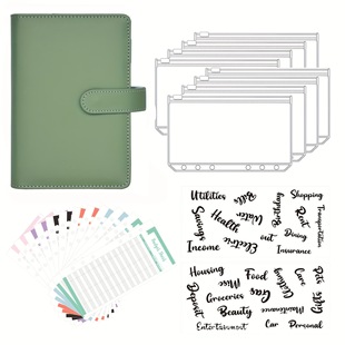 Spot Cross-Border A6 Binder Hand Ledger Macaron Notebook Leather Pu6 Hole Loose-Leaf Cash Budget Book