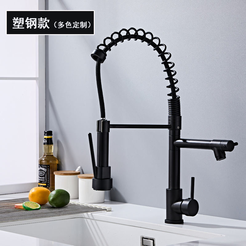 Grifos de extracción de cocina caliente y frío de doble control primavera grifo caliente y frío fregadero de acero inoxidable agujero único fabricante al por mayor transfronterizo