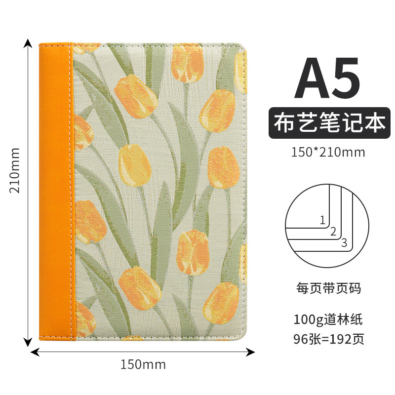 跨境专供A5布料拼接笔记本点阵记事本复古布艺拼接封面定制logo|undefined