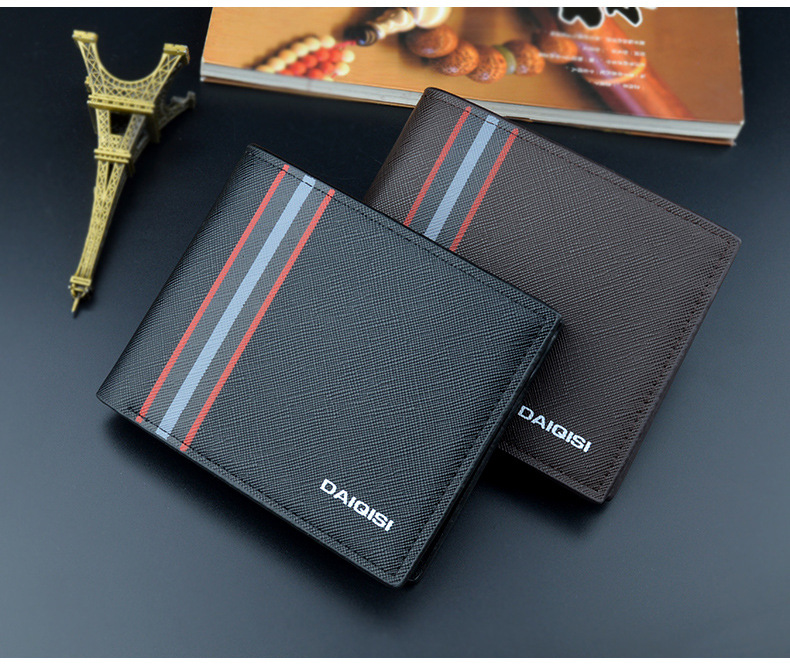 Men's Stripe Pu Leather Open Wallets display picture 2