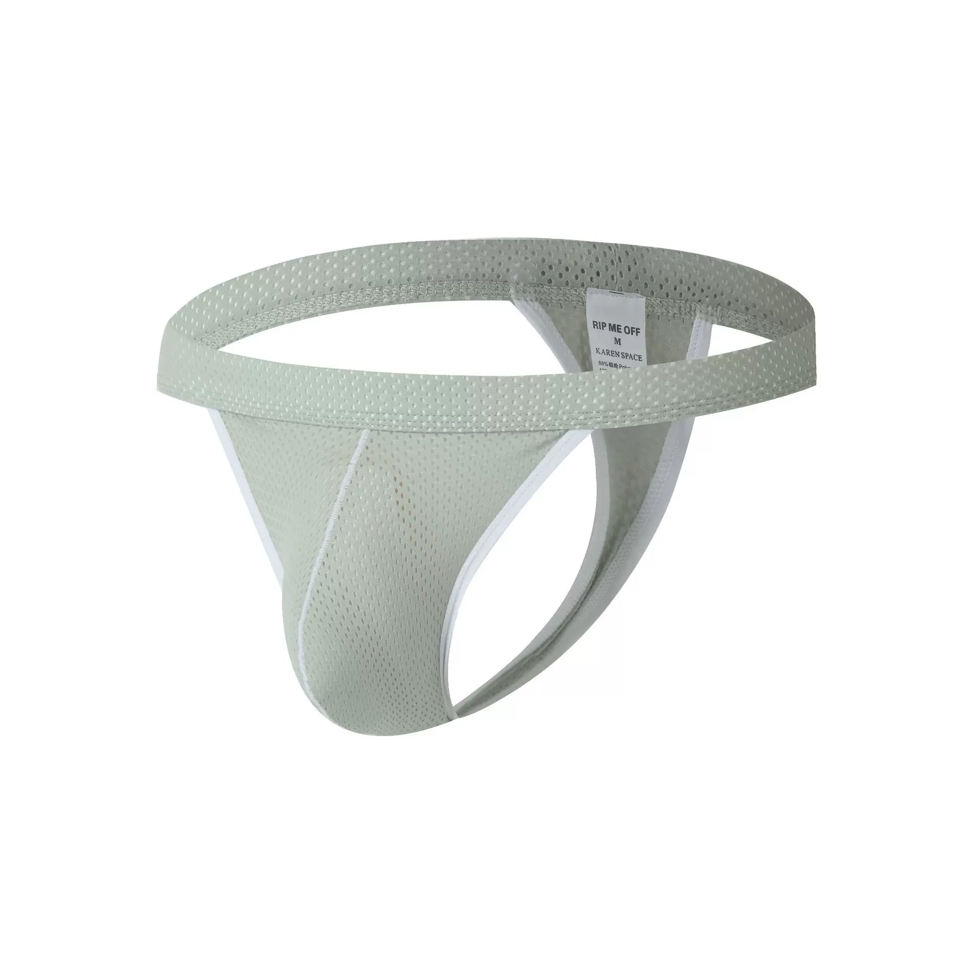 男士丁字内裤重叠蜂窝纯色大囊袋低腰镂空丁字裤