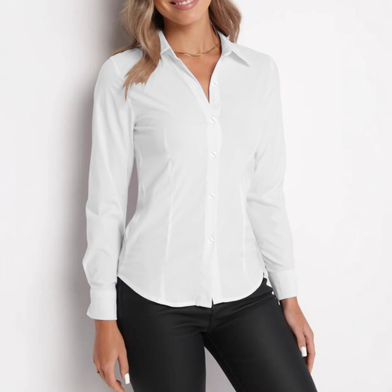 European and American Cross-Border Foreign Trade Women's Shirts, Formal Shirts, Elegant Korean-Style Workwear, Slim-Fit Inner Wear, Office Tops