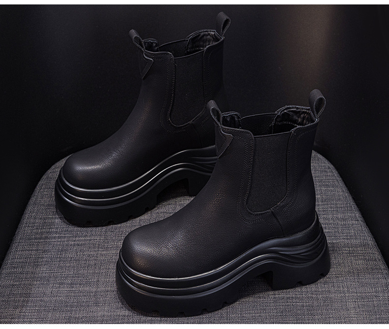 Boot Martin đế dày tăng chiều cao nữ phong cách Anh dáng ống khói — M2671-1 vàng lót nhung, M2671 một lớp màu đen, M2671 kaki một lớp bên trong, M2671-1 màu đen lót nhung chi tiết 14