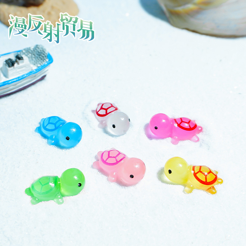 Decoración de tortuga luminosa, accesorios de bolsa ciega de micro paisaje, peceras de musgo, artesanías de resina de paisajismo, adornos de escritorio