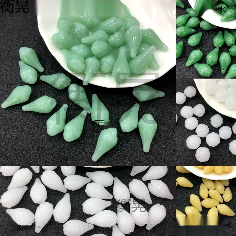 Горизонтальное отверстие с половиной отверстия, глазурованные лепестки цветочных бутонов, имитация нефрита, зеленый топаз, волшебная палочка в древнем стиле, заколка для волос, аксессуары, материалы ручной работы