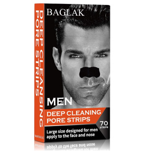 Baglak Men's Blackhead Remover Pore Strips (70 Pieces) Charcoal Nose Strips for Blackhead Removal Nose and Face