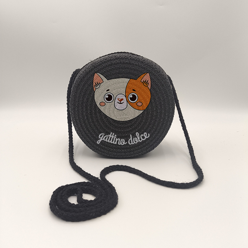 Bolso de teléfono móvil de mensajero tejido a mano negro transpirable lindo estampado elefante patrón HD monedero pequeño