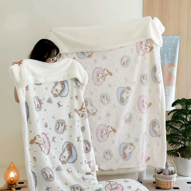 Новое Cartoon Milk Velvet Lamb Velvet Blanket Autumn and Winter Thickened Nap Blanket Office Lunch Break Air Conditioning Velvet Blanket Cover