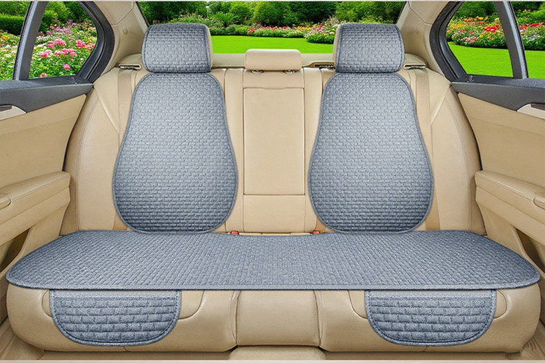 New Universal Linen Car Seat Cushion, Breathable Cotton-Linen Anti-Slip Seat Cover for All Seasons, Simple Design