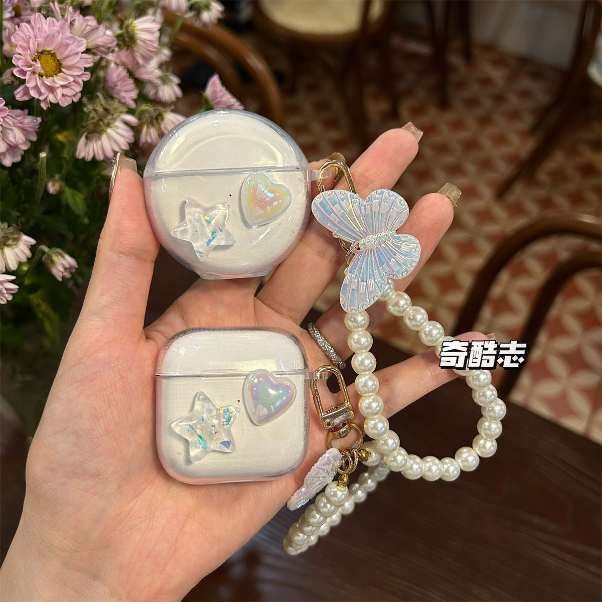 温柔气质爱心星星适用真我Buds T310蝴蝶珍珠手链Air6Pro保护套5