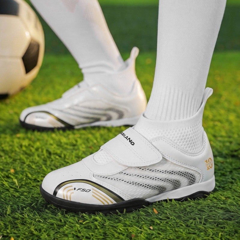 Zapatillas de Fútbol de Caña Alta para Niños TF, Suela de Caucho y Malla, Transpirable, para Césped Artificial