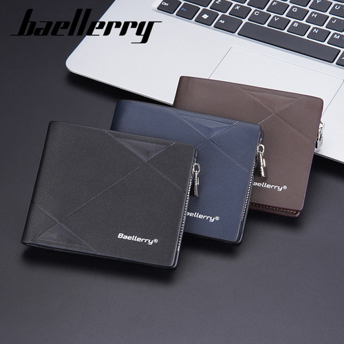 Baellerry new men's short wallet horizontal business multi-card zipper coin purse men's wholesale