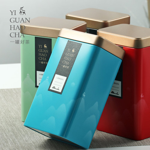 Hejing 125g tinplate can half a pound Pu'er tea green tea black tea national style creative square tea tin can