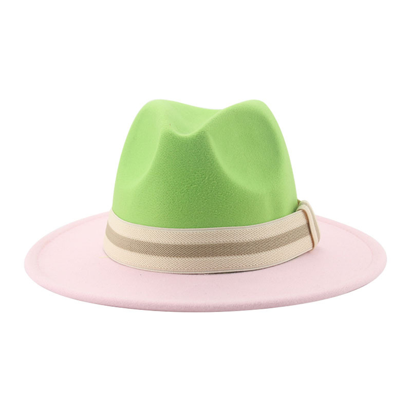 Unisex Classic Style Color Block Ribbon Flat Eaves Fedora Hat display picture 2