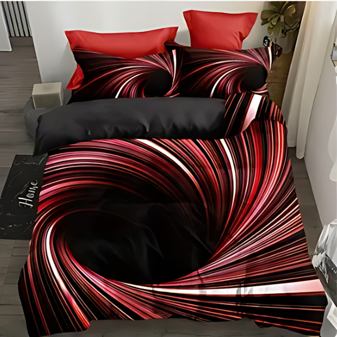 TEMU / JIT Cross-Border Four Seasons 3D Eddy High Definition Digital Printed Bed Cover Kit Amazon