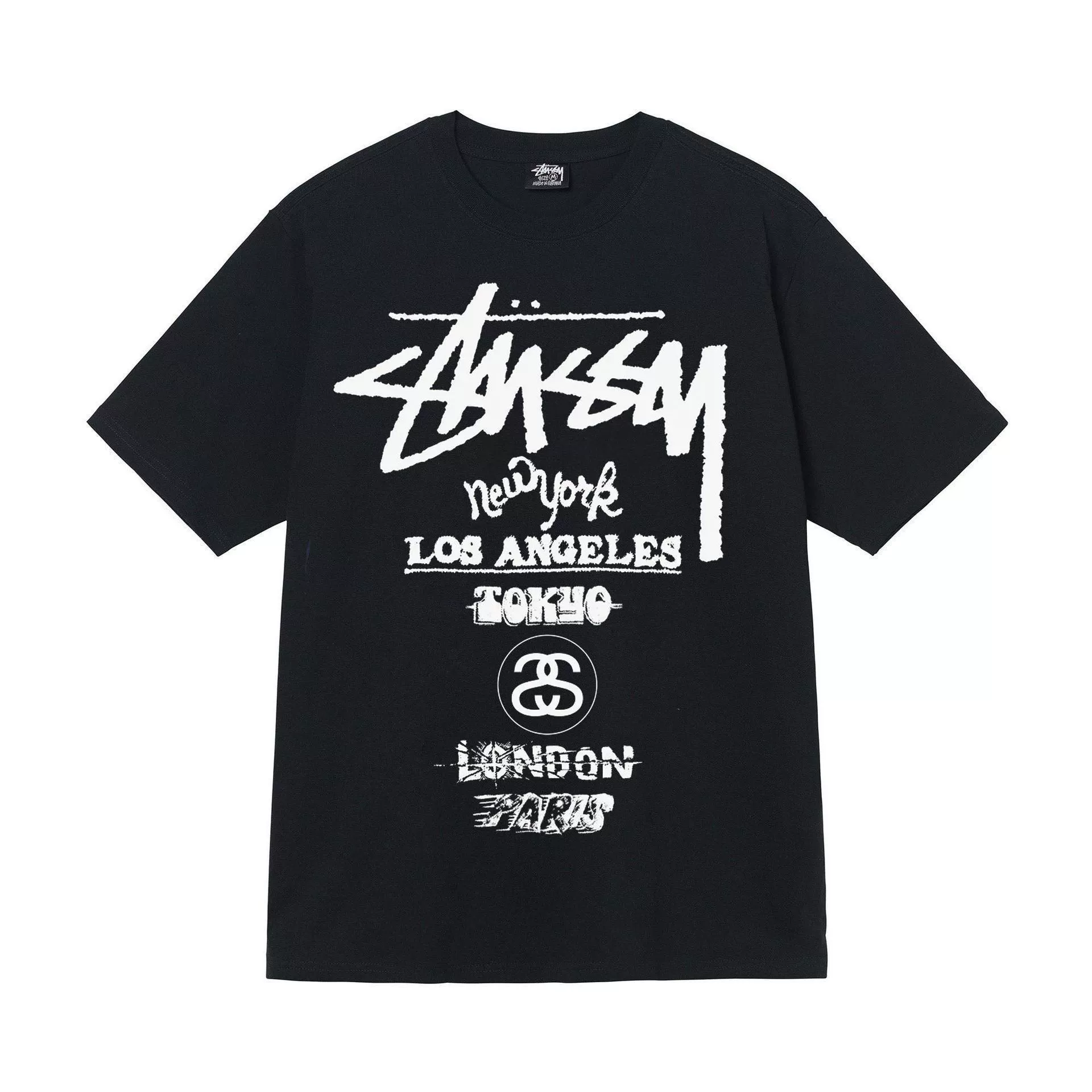 Футболка (Stussy) свободного кроя унисекс, короткий рукав, ткань 230 г, коллекция лета 2025