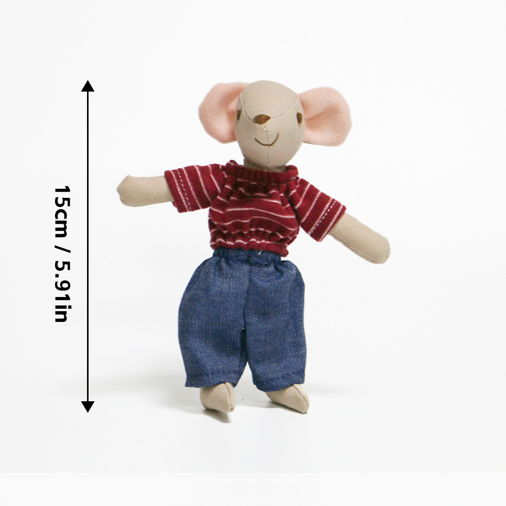 Ratón de rayas rojas de 15 cm