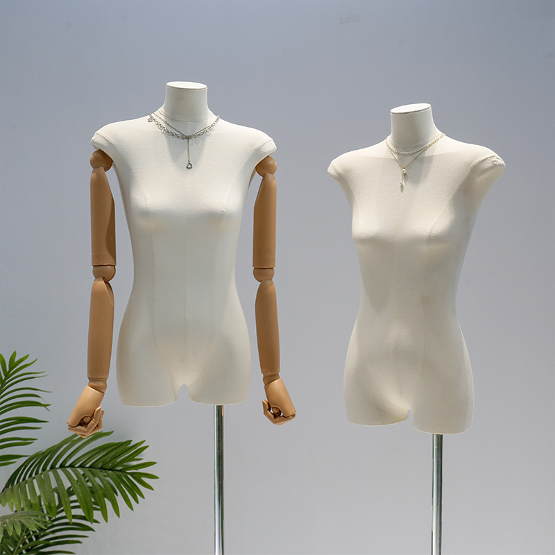 Flat body model prop female Korean style women's flat chest wide shoulder half body window mannequin clothing store display rack full body