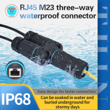 批发适用于RJ45网络接口M23对接头 户外防水面板安装cat6航空插头