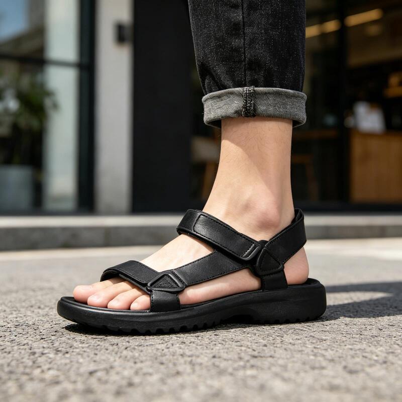 Women's Sports Sandals, Beach Shoes, Daily Casual Outdoor Thick-Soled Soft-Soled Versatile Solid Color Velcro Buckle Women's Shoes