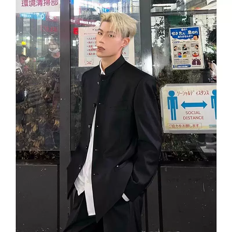 中山装外套男秋冬款潮牌痞帅西装夹克新中式冷淡系高级感休闲西服