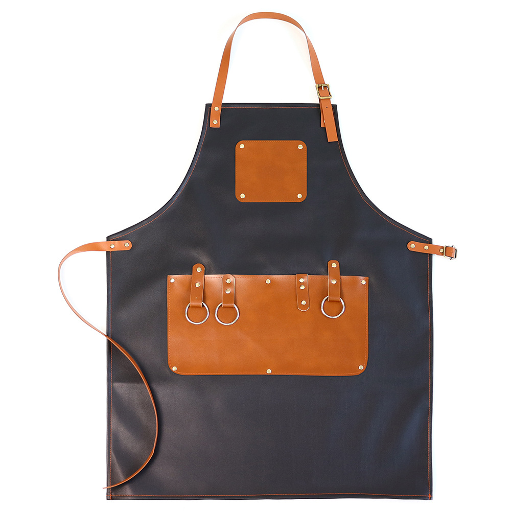 Transfronterizo PU delantal impermeable a prueba de agua a prueba de aceite acuático lavado de coches granja ropa de trabajo logo personalizado delantal hecho a mano al por mayor