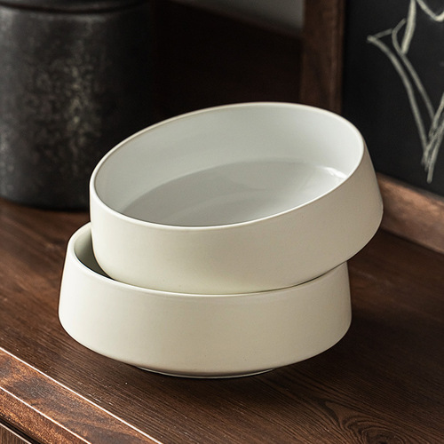 Full sense of design, creative and simple ceramic high-value soup plate, commercial artistic conception dish plate, fruit salad bowl with slight flaws
